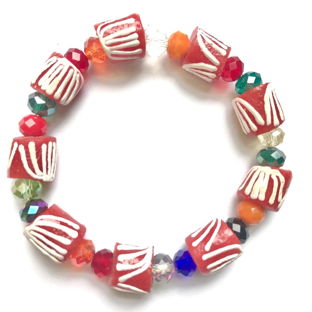 NEW Glass African Bead Bracelet